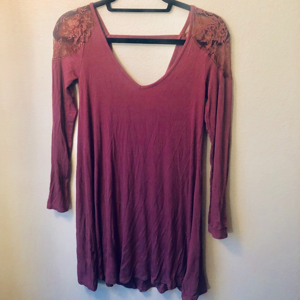 AEO maroon lacy dress